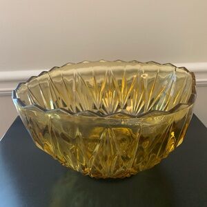 Vintage heavy amber crystal punch bowl